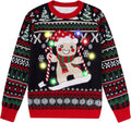 Funnycokid Kids Ugly Christmas Sweater Light Up Pullover - Cozy