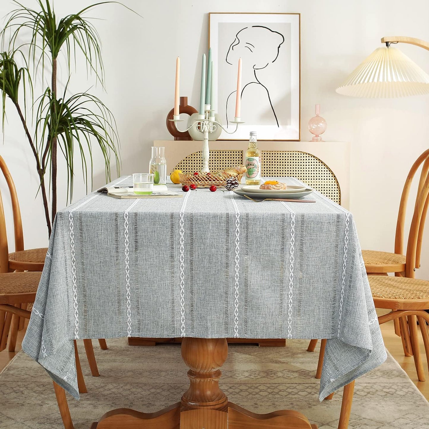 Farmhouse Style Linen Tablecloths for 6 Foot Rectangle Tables