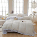 Floral Twin XL Duvet Cover Blue Ruffle Boho Twin XL Comforter Cover