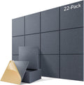 22 Pack Self-Adhesive Acoustic Panels Dark Gray - High-Density Sound