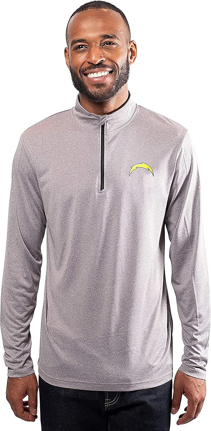 Ultra Game Men's NFL Super Soft Quarter Zip Long Sleeve T-Shirt