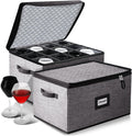 Wine Glass Storage Box with Dividers, 2 Pack - Stackable Stemware