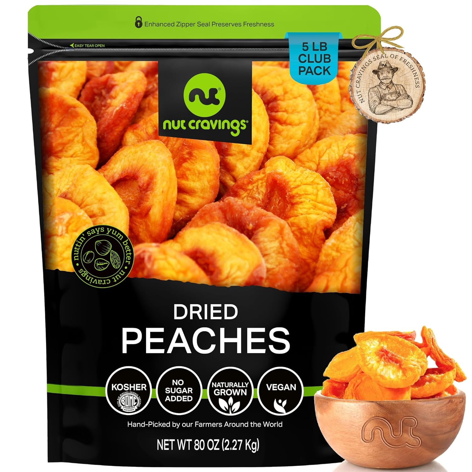 Sun Dried California Peaches - No Sugar Added Healthy Snack