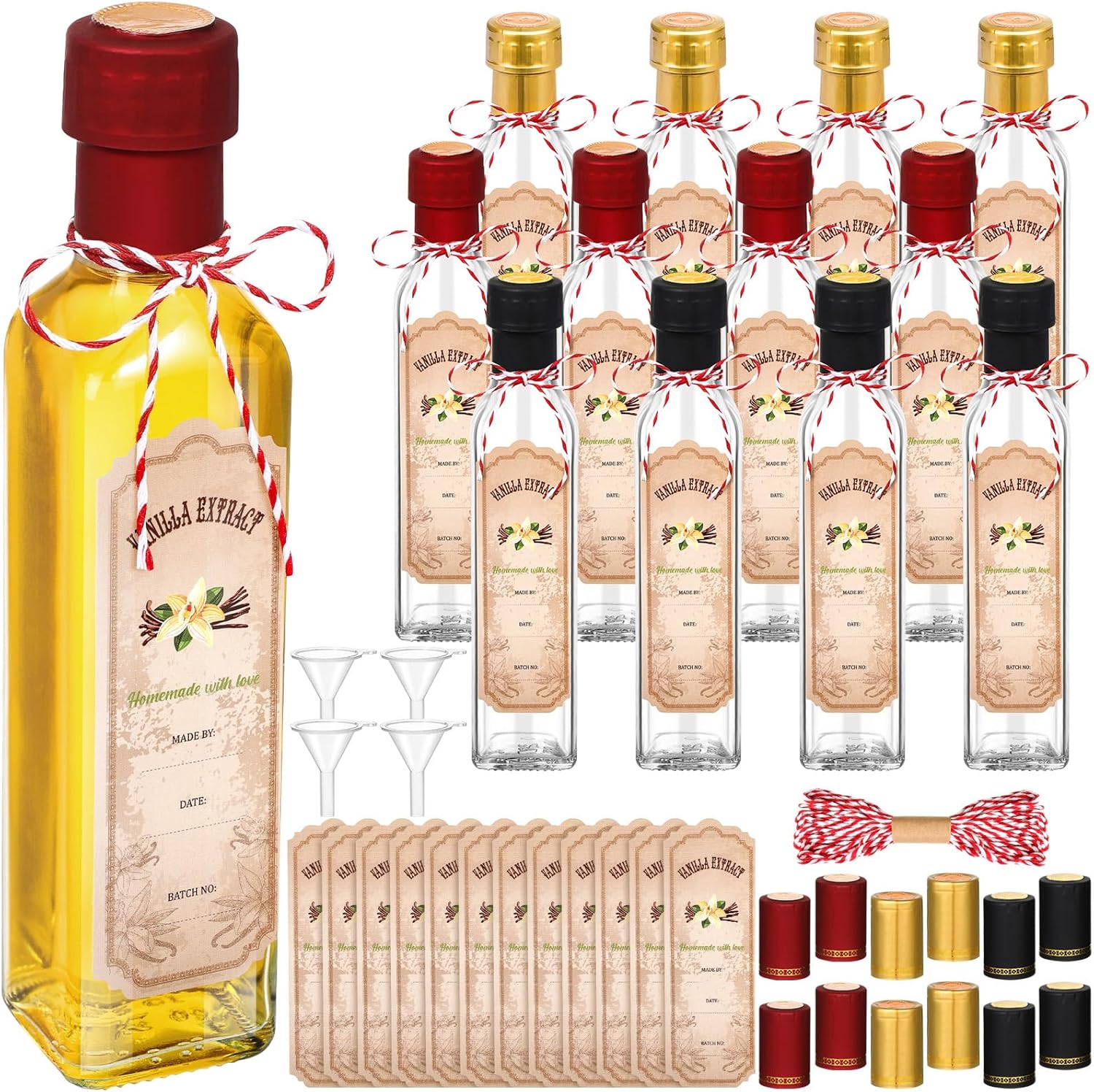 12 Pcs Vanilla Extract Bottles for Homemade Liquids Storage