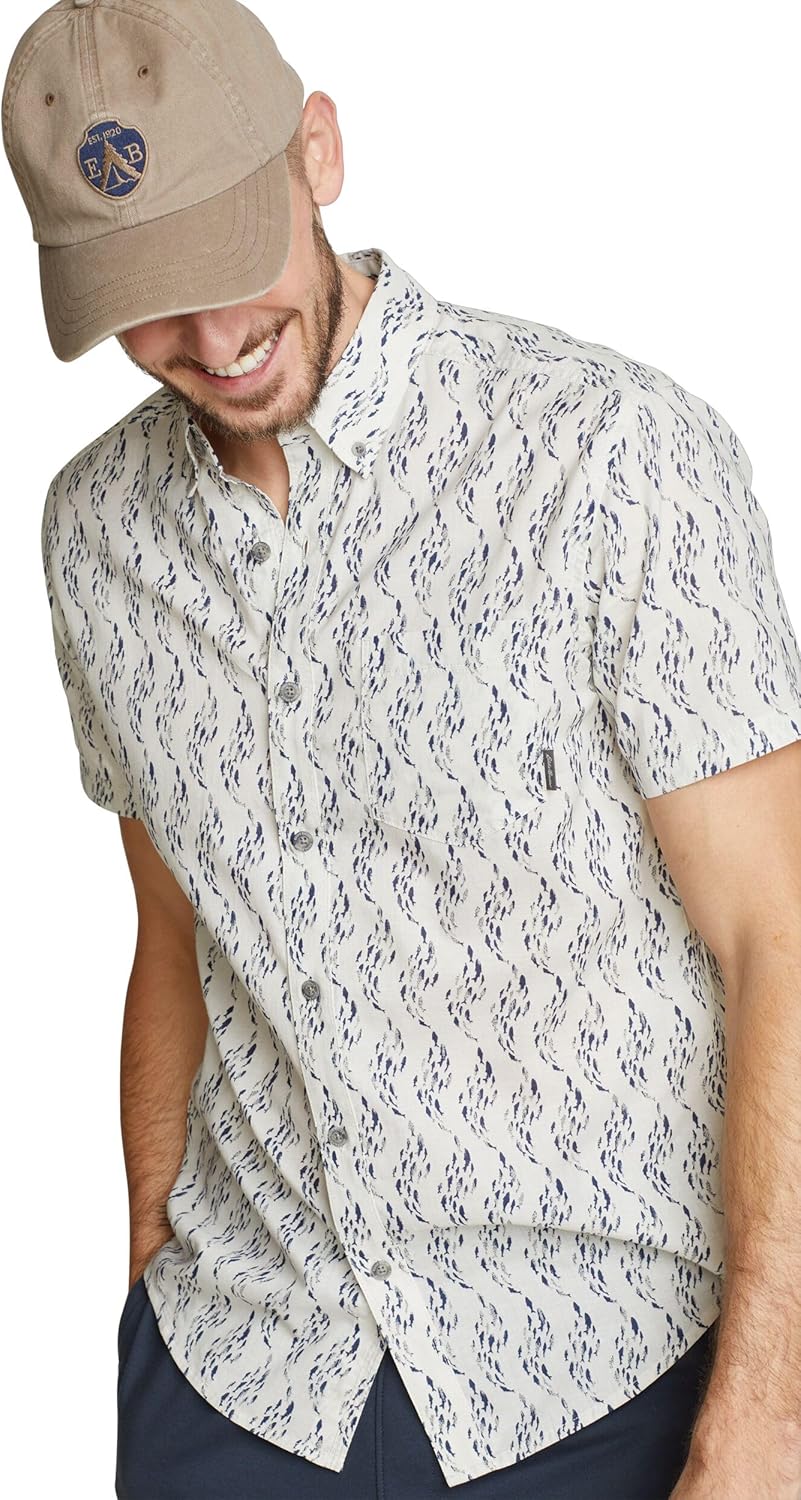 Eddie Bauer Printed Baja Shirt for Men - Classic Short Sleeve