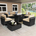 Vakollia 8 Pieces Patio Furniture Set with Fire Pit Table