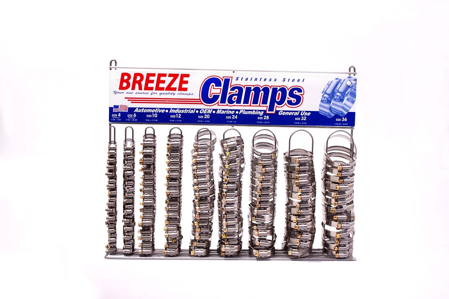Breeze 6210 Hose Clamp Display Assortment for Automotive Needs
