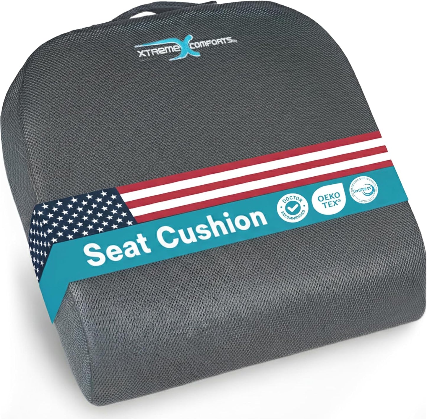 Xtreme Comforts Ergonomic Memory Foam Seat Cushion for Comfort