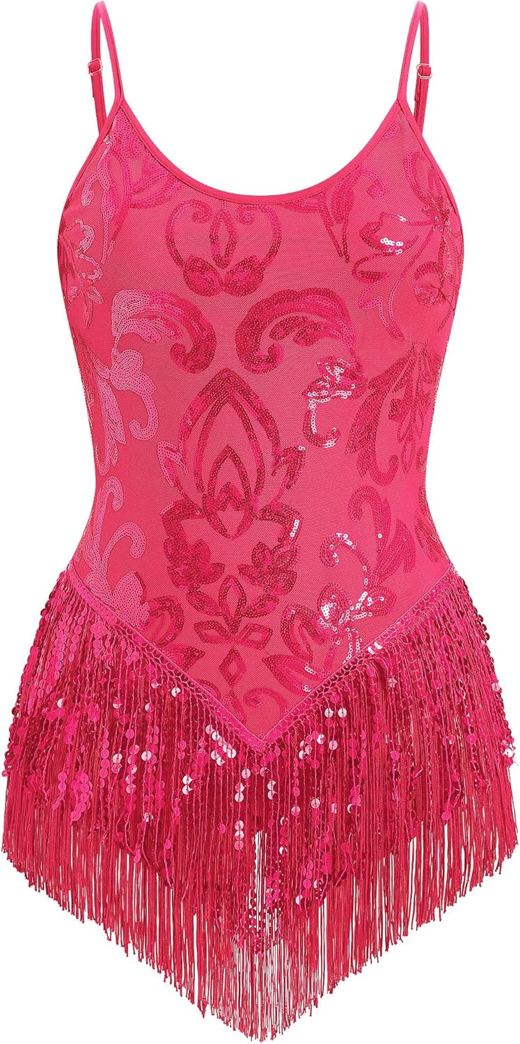 Sexy Sequins Fringe Bodysuit for Dance and Rave Outfits