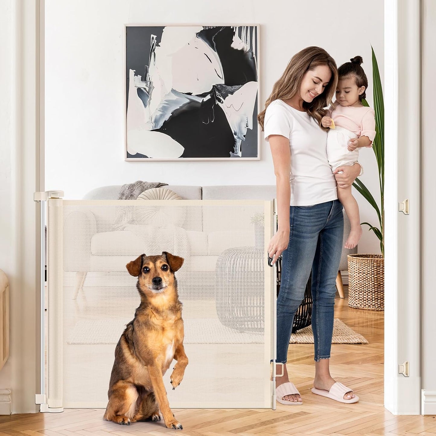 Retractable Baby & Dog Gate - 55 Inch Wide Safety Barrier