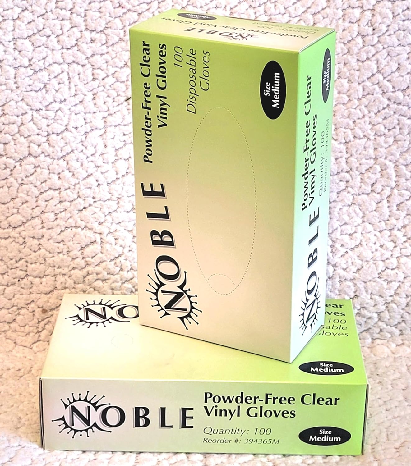 Noble Products 100 Pcs Medium Vinyl Gloves - Latex-Free, Powder-Free for Cleaning, Cooking, Beauty - Clear & Transparent