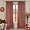 Terracotta Blackout Linen Curtains 108 in Long - Pinch Pleat Blackout