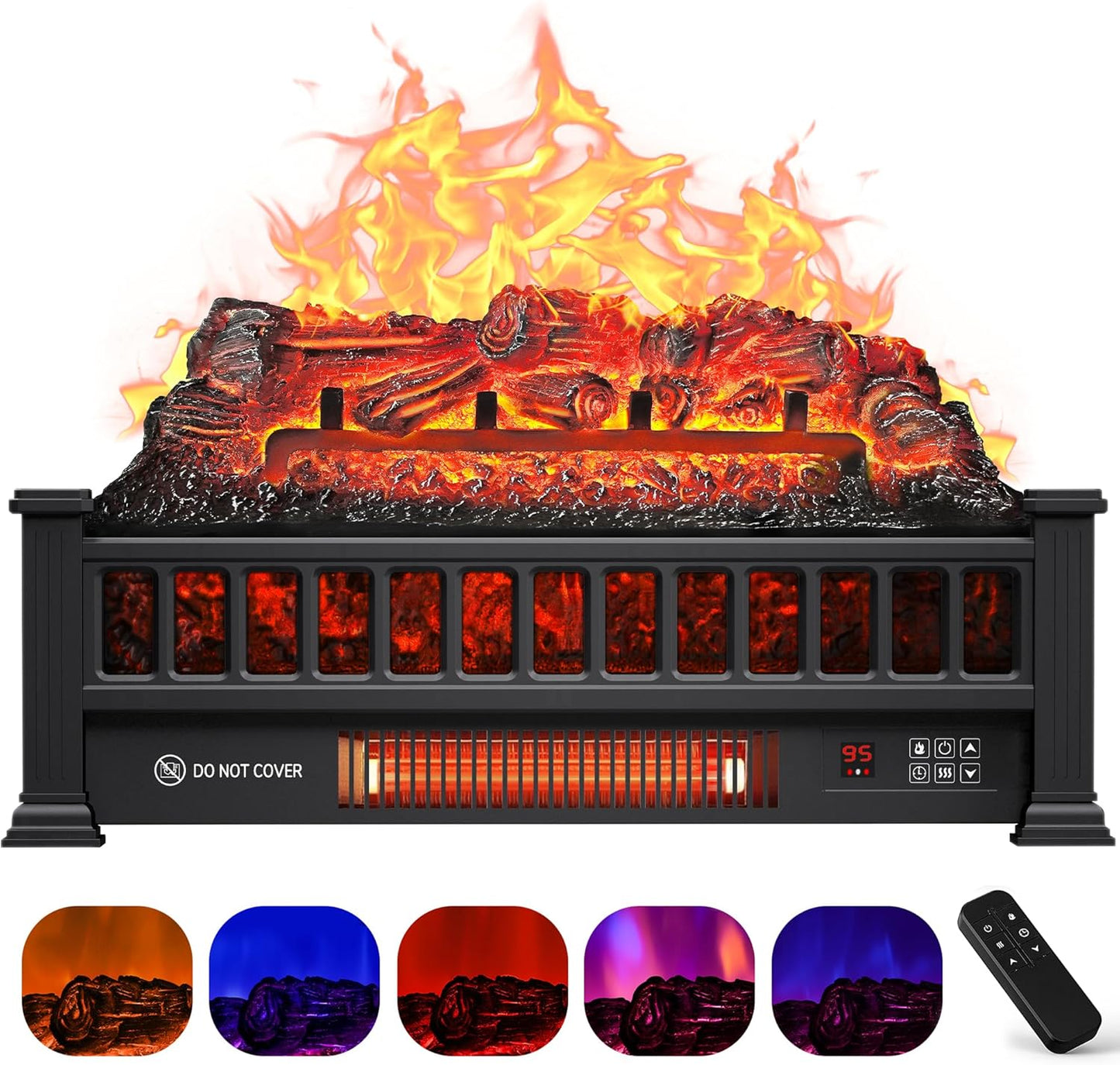 Electric Fireplace Logs Inserts Heater with Remote Control