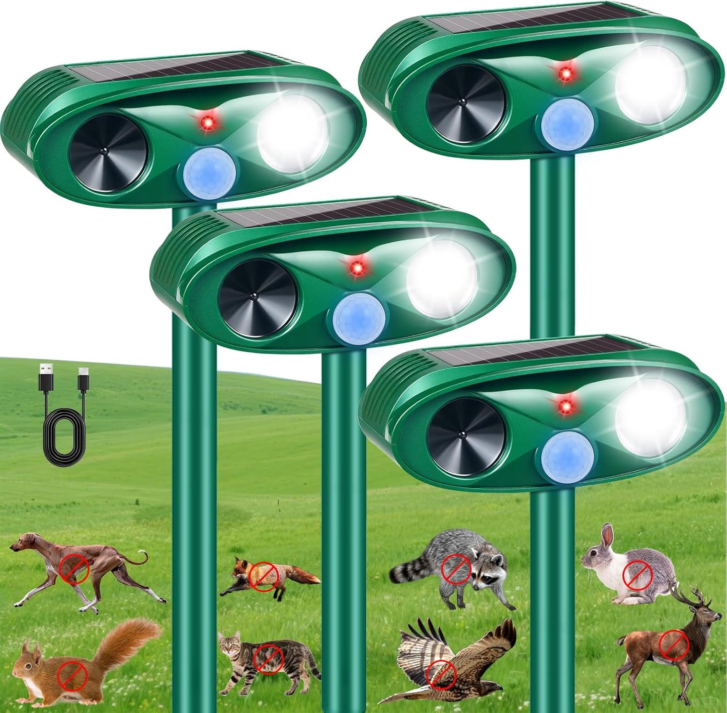 2025 Upgraded Solar Ultrasonic Animal Repeller for Outdoor Use