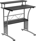 Flash Furniture Modern Small Computer Desk, Home Office Organizer, 28W, Black