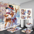 Xmas Snowman Bathroom Set - Non-Slip Mats & Curtain