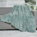 Fuzzy Faux Fur Throw Blanket Twin Size Ice Blue - Super Soft Cozy