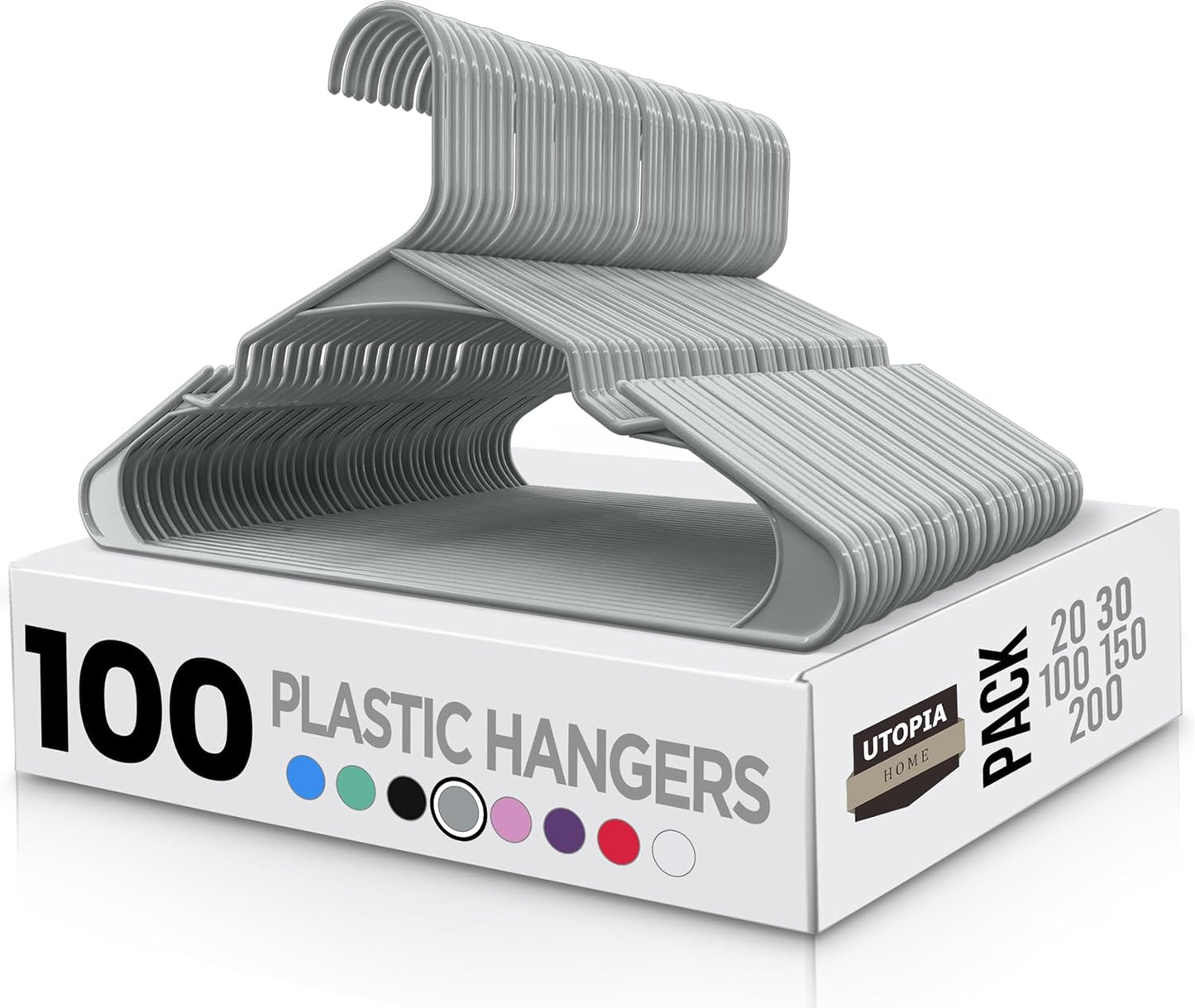 Utopia Home Plastic Hangers 100 Pack for Closet Organization
