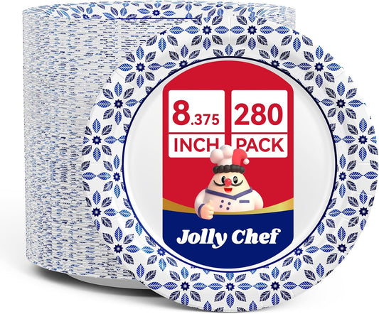 JOLLY CHEF 8.37 inch Heavy Duty Disposable Paper Plates 280 Count