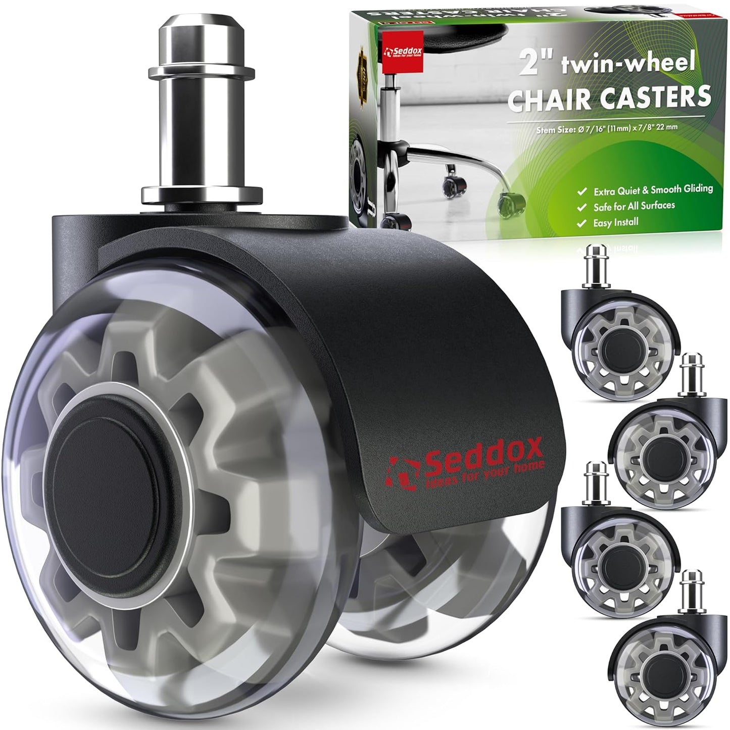 Universal Fit Seddox 2 Soft Wheels - Safe on All Floors