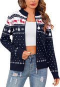 Womens Long Sleeve Knitted Zip Up Cardigan Sweater - Lightweight