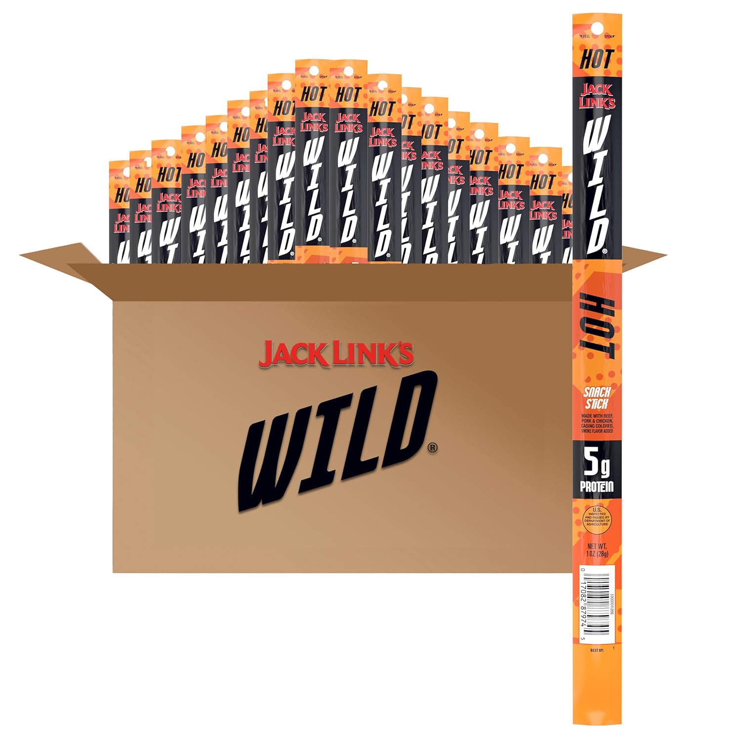 Jack Link's WILD Hot Spicy Snack Sticks - Protein Packed Treats