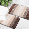 Brown 2-Piece Bathroom Rug Set 30x20 + 24x20 - Plush Microfiber Bath