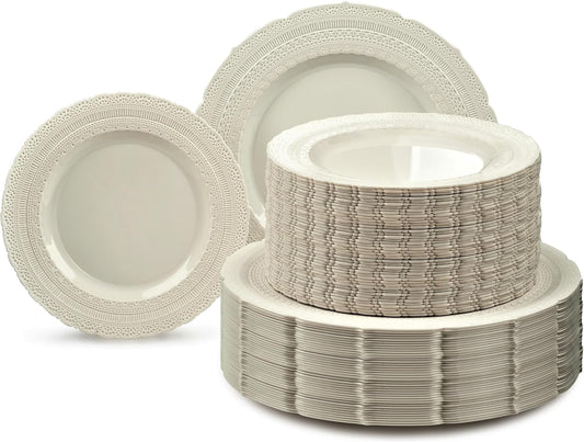 Extra Heavyweight Vintage Wedding Disposable Plates for Events