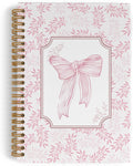 Pink Bow Spiral Notebook - Preppy 5.5 x 8.3 in Lined Journal