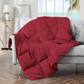 Soft Feather Down Throw Blanket 50x70 - Lightweight Packable Wine