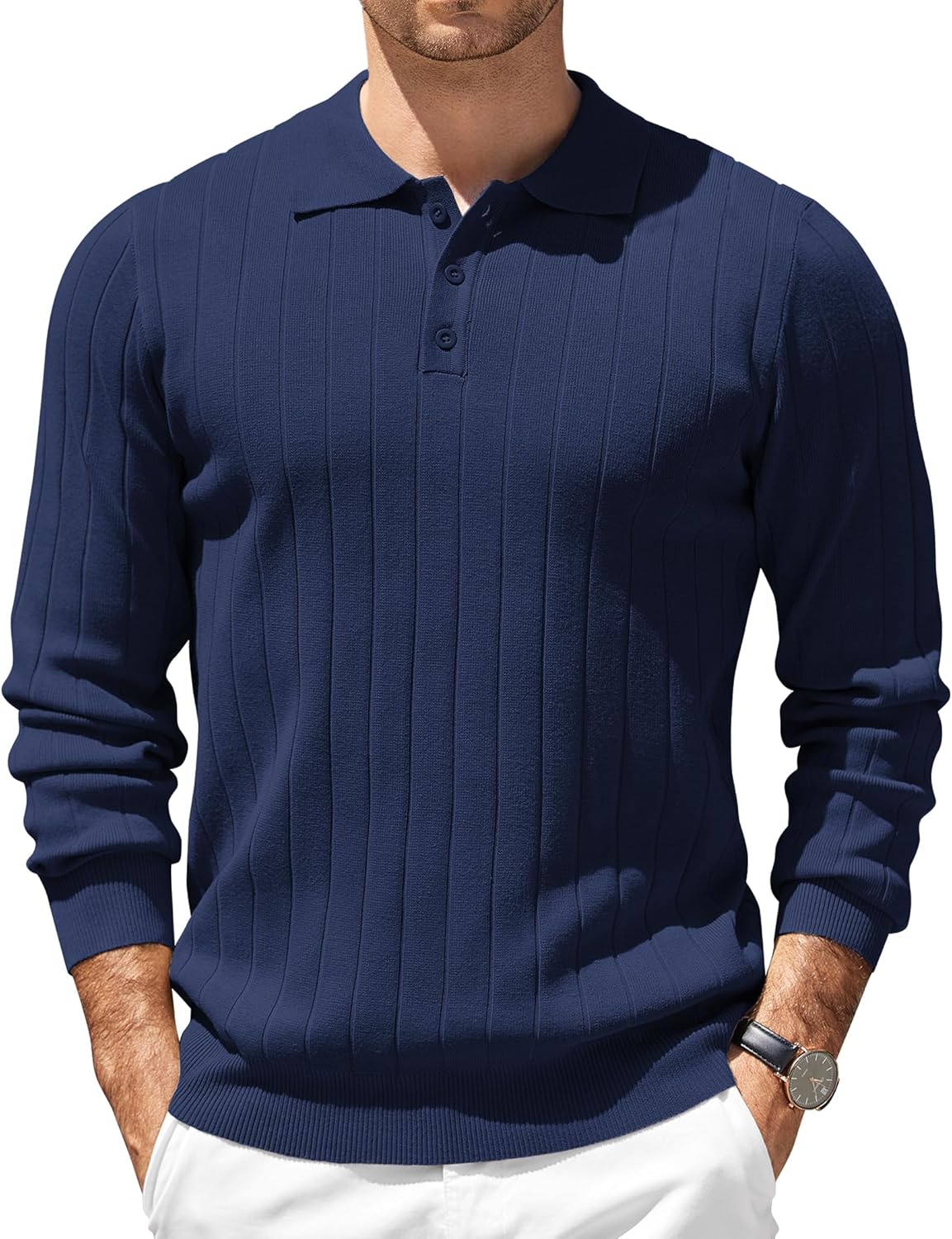 Mens Knit Polo Sweater by COOFANDY - Lightweight Casual Style