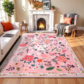 Terrug 8x10 Pink Floral Area Rug for Living Room Decor