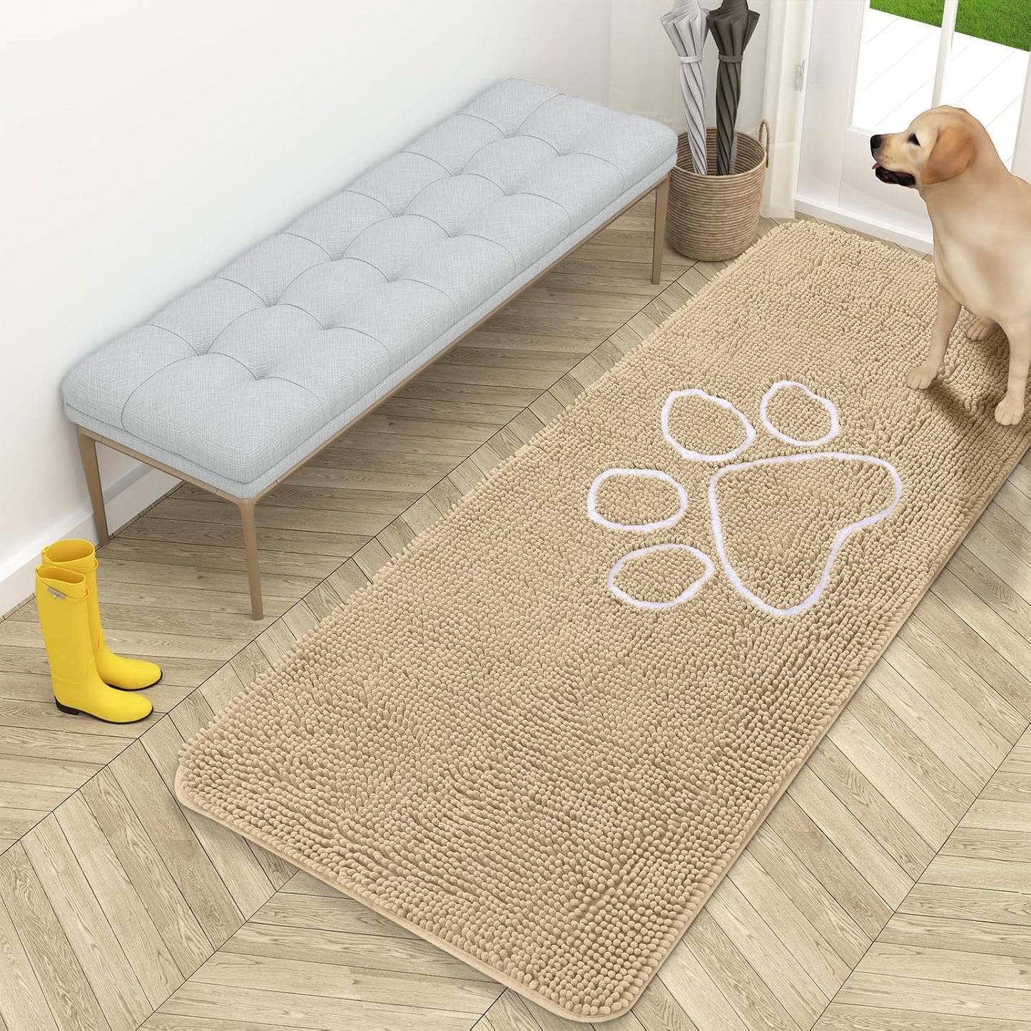 OLANLY Ultra Absorbent Chenille Dog Door Mat for Muddy Paws