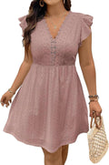 Eytino Plus Size Dresses for Women Summer Eyelet Ruffle V Neck