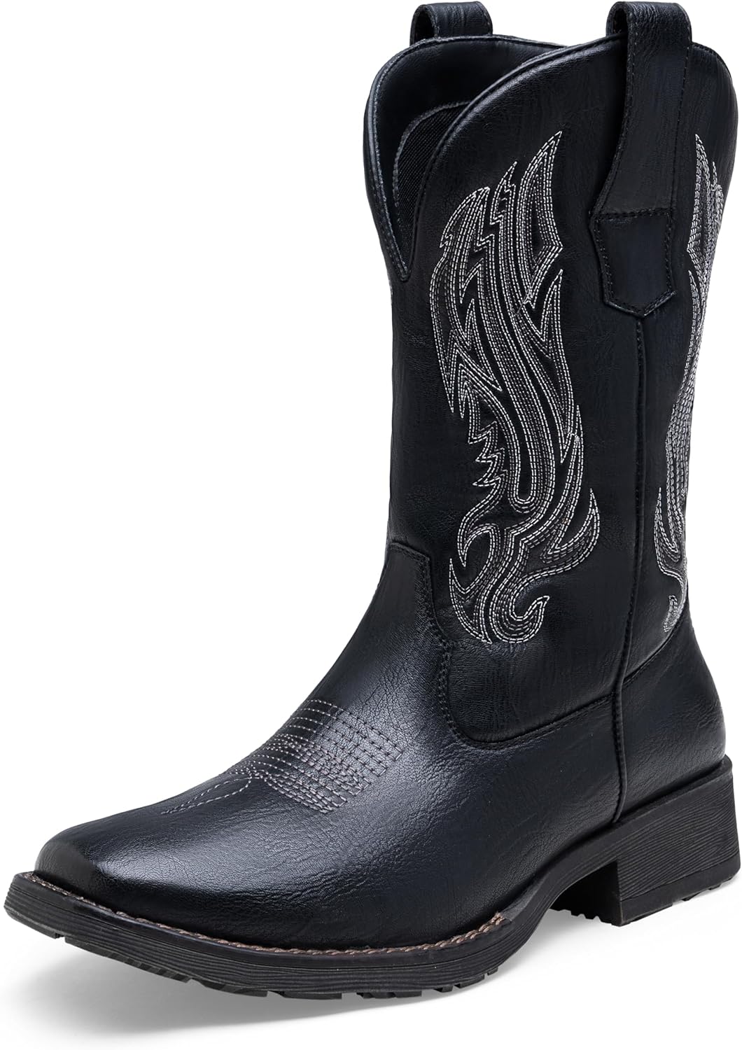 Jousen Cowboy Boots for Men with Side Zipper and Square Toe