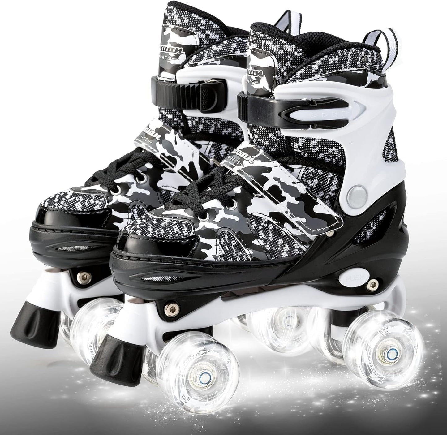 Kuxuan Adjustable Roller Skates with Light Up Wheels for Kids