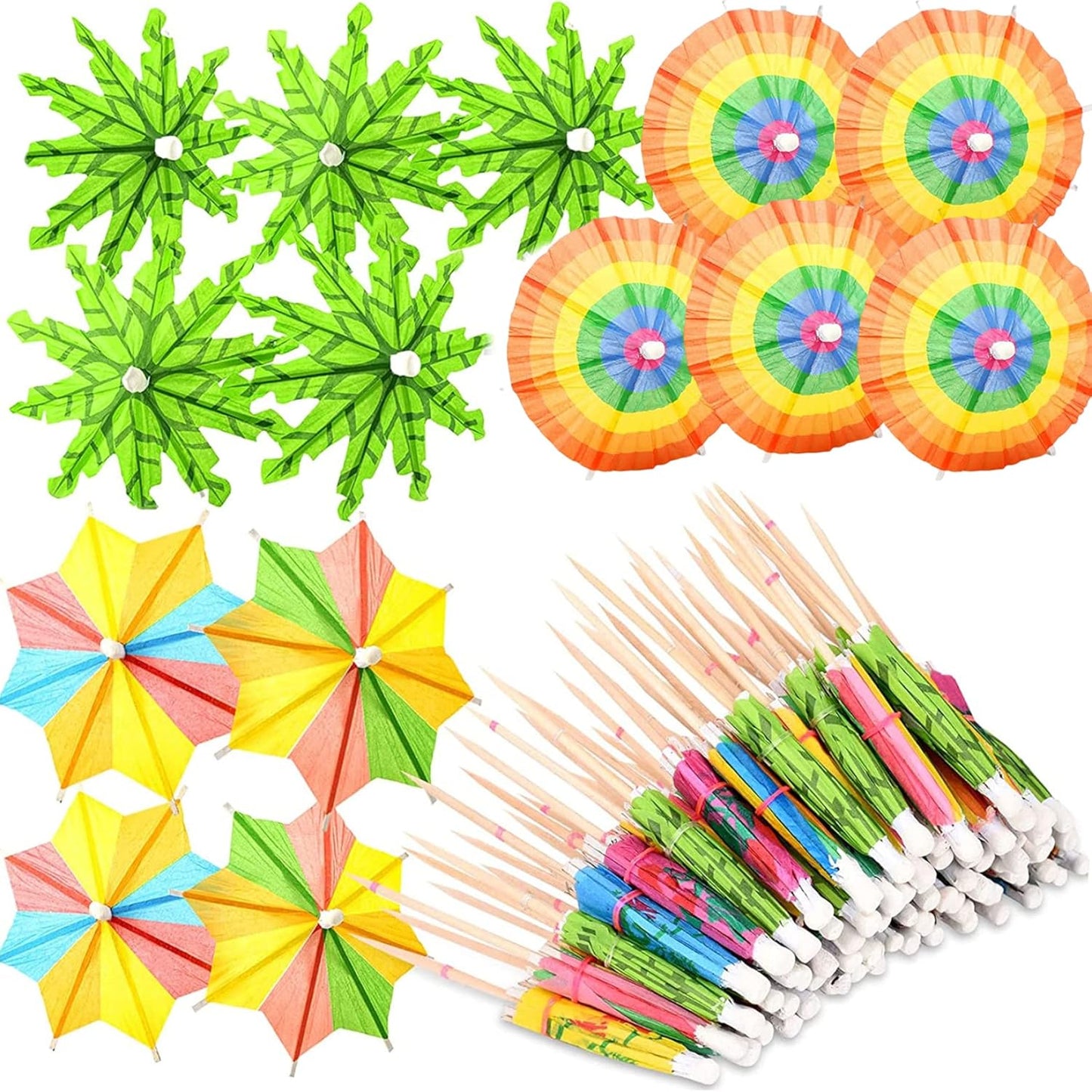 Colorful Cocktail Umbrella Picks Set