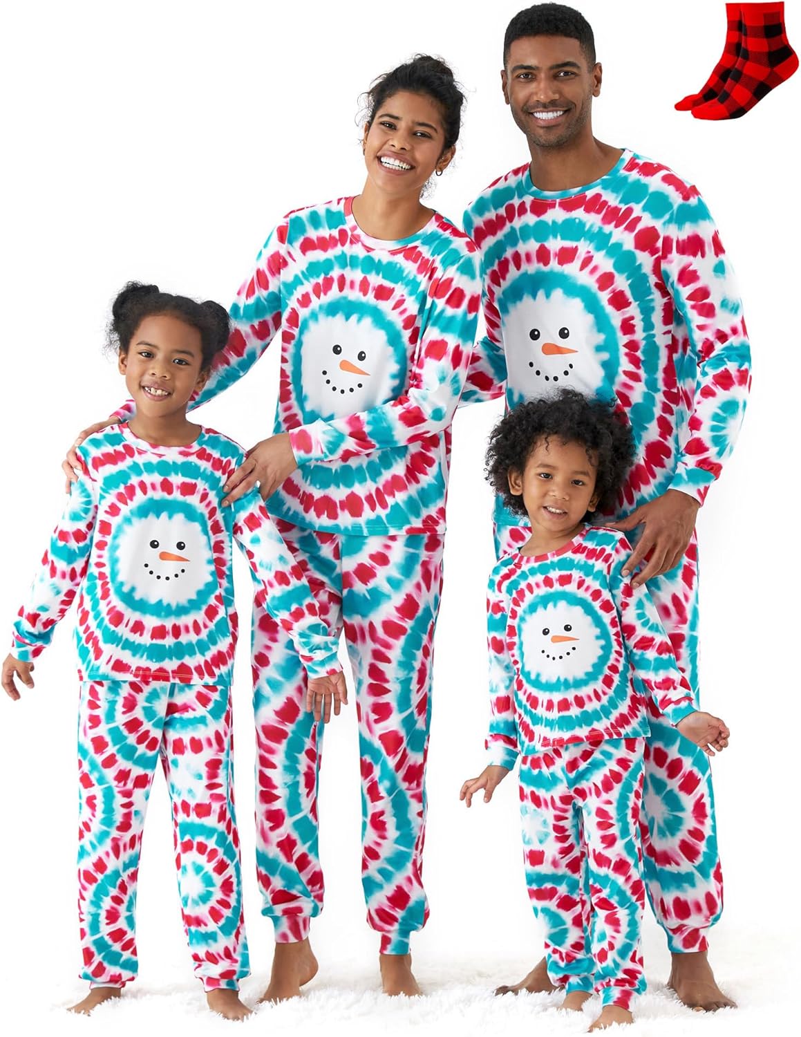 PATPAT Family Matching Christmas Pajamas with Tie Dye Design
