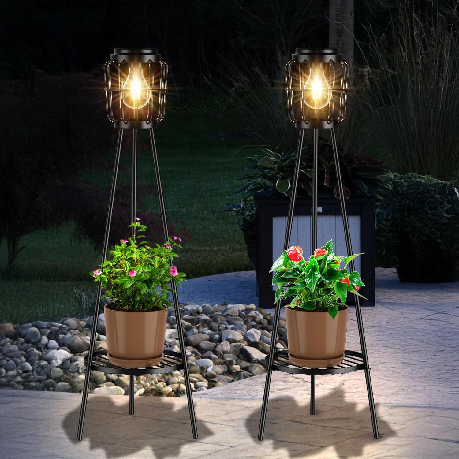 2 Pack Solar Lights Outdoor with Plant Stands for Your Garden