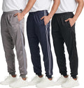 Real Essentials Men's Tricot Joggers 3 Pack - Fleece Lined Comfort