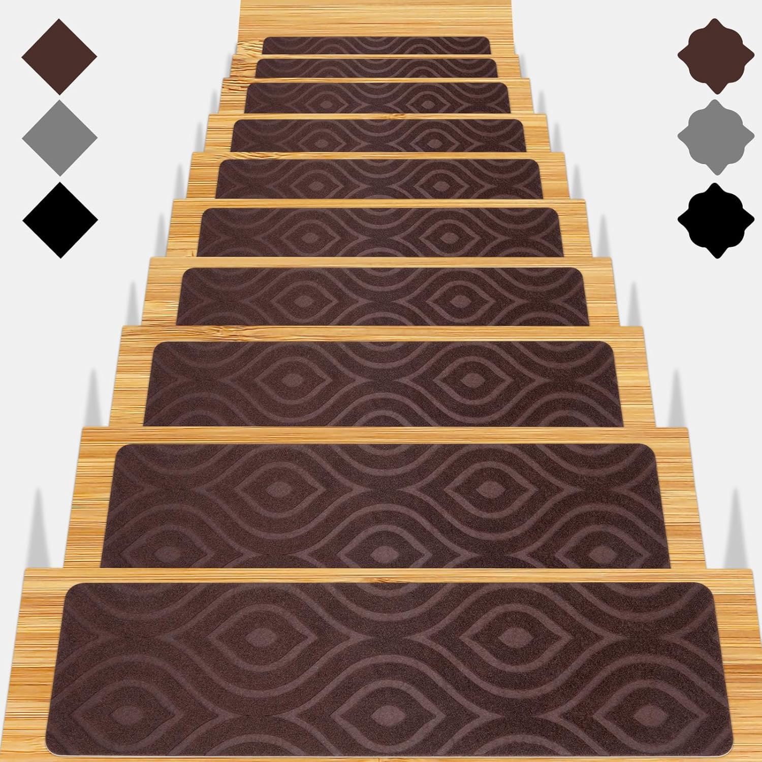 Stair Treads for Wooden Steps - Non-Slip Carpet Mats 15pcs
