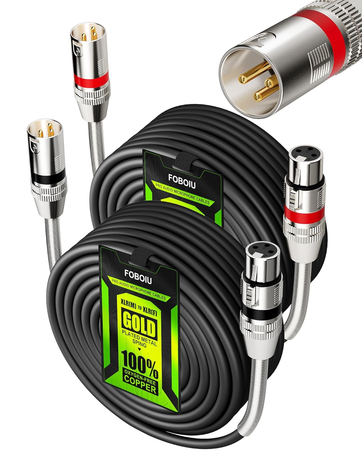 XLR Cables 50 ft 2 Pack for High-Fidelity Sound Quality