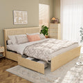 Yechen King Rattan Bed Frame with 4 Storage Drawers - Smart Storage