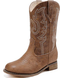 Girls Cowgirl Glitter Boots Mid Calf Square Toe - Comfortable Low Heel
