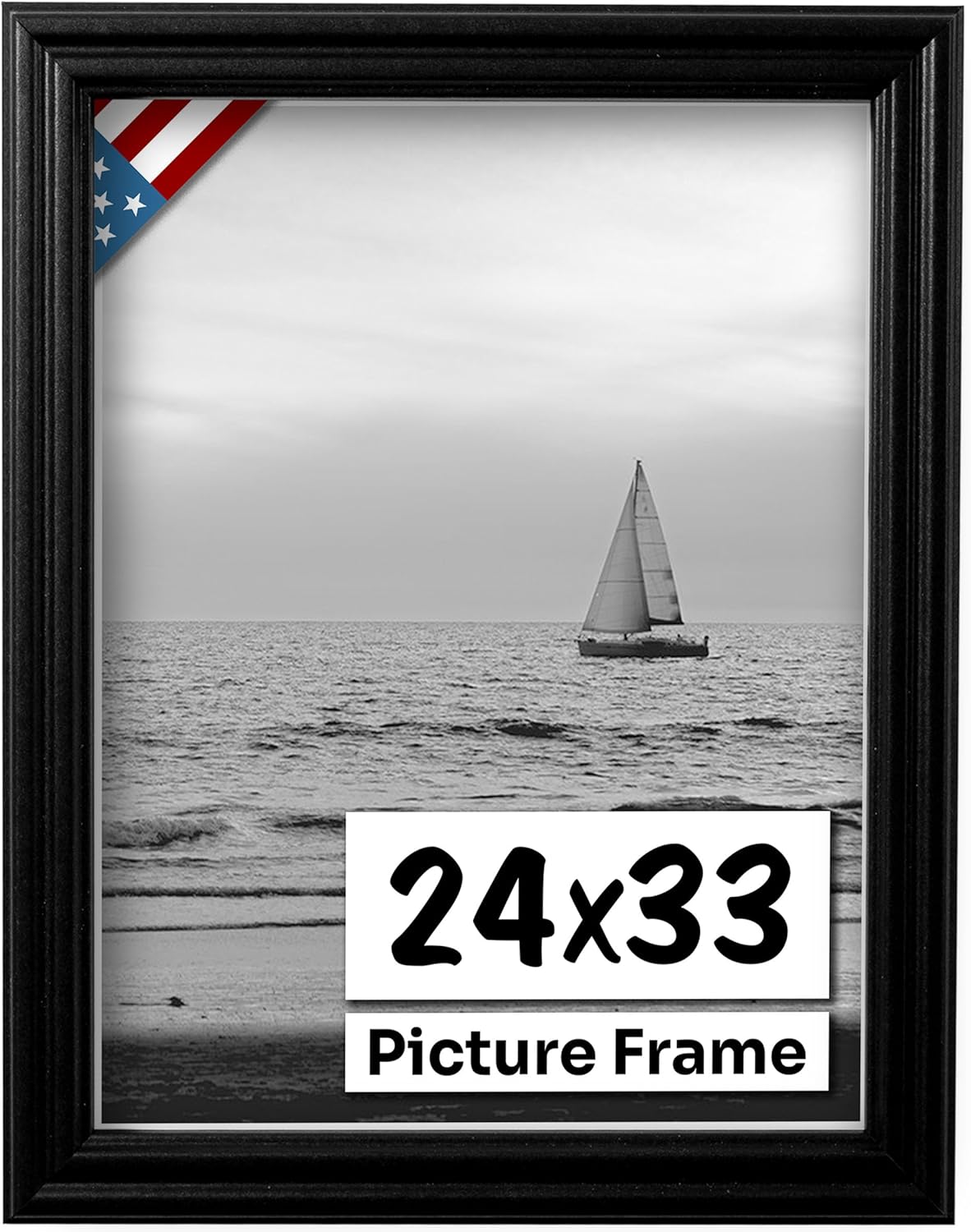 Black 24x33 Picture Frame - Handmade Solid Wood Wall Decor