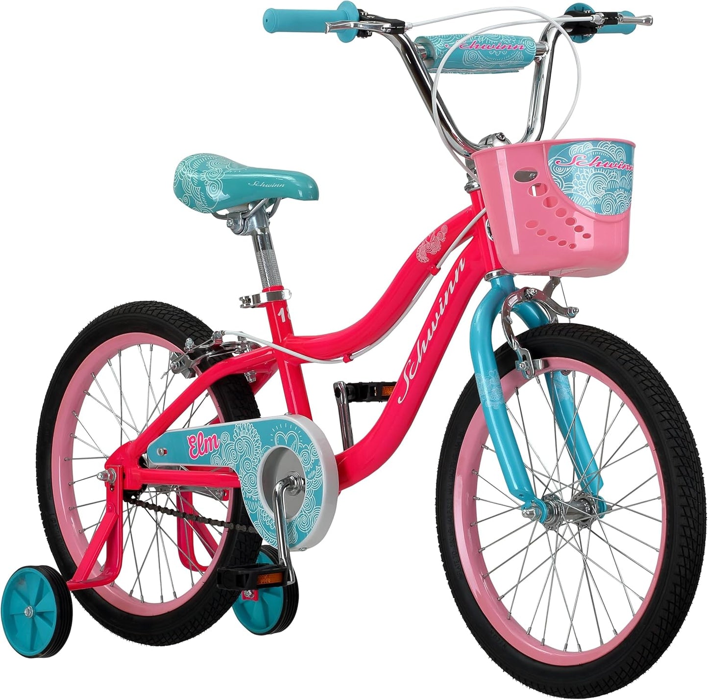 Schwinn Elm BMX Style Kids Bike with Training Wheels for Girls