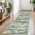 2x8 Green Grey Multi Modern Abstract Runner Rug for Hallways - Soft