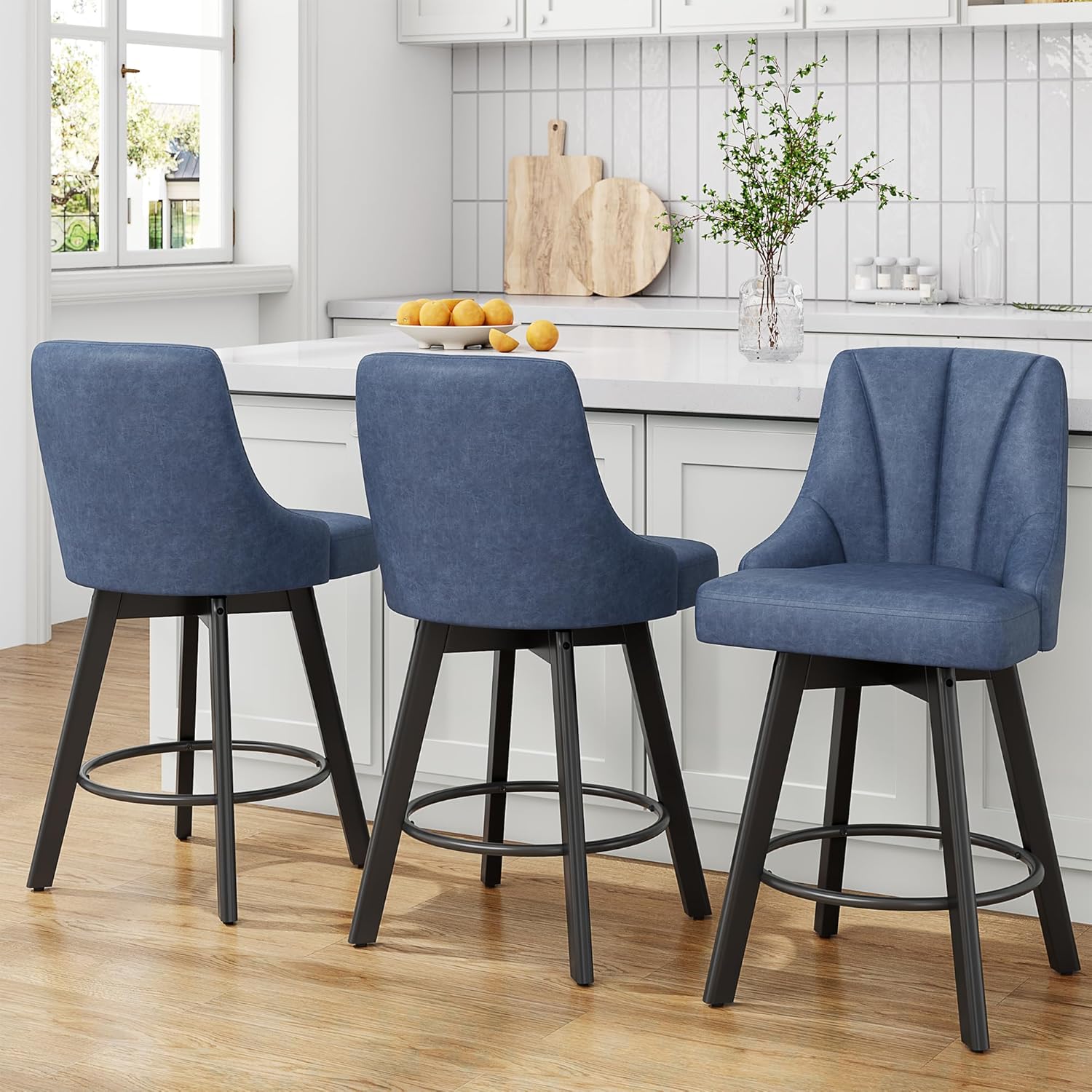 Swivel Bar Stools with Backs for Kitchen Island and Home Bar