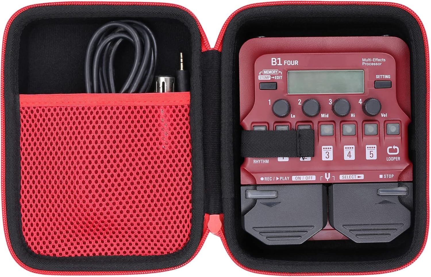 Protective Red Case for Zoom FOUR Bass Guitar Pedal