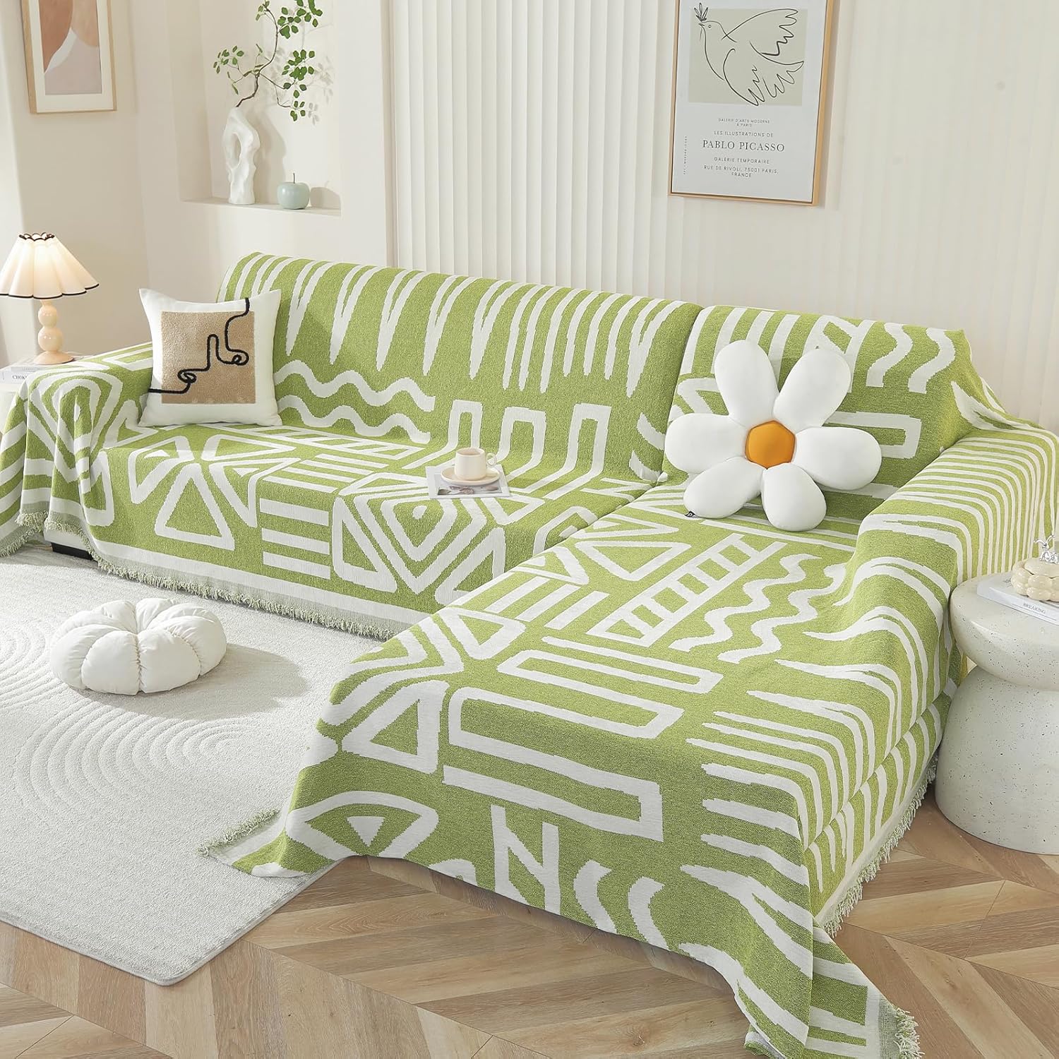 OstepDecor Boho Sectional Couch Covers for Stylish Protection